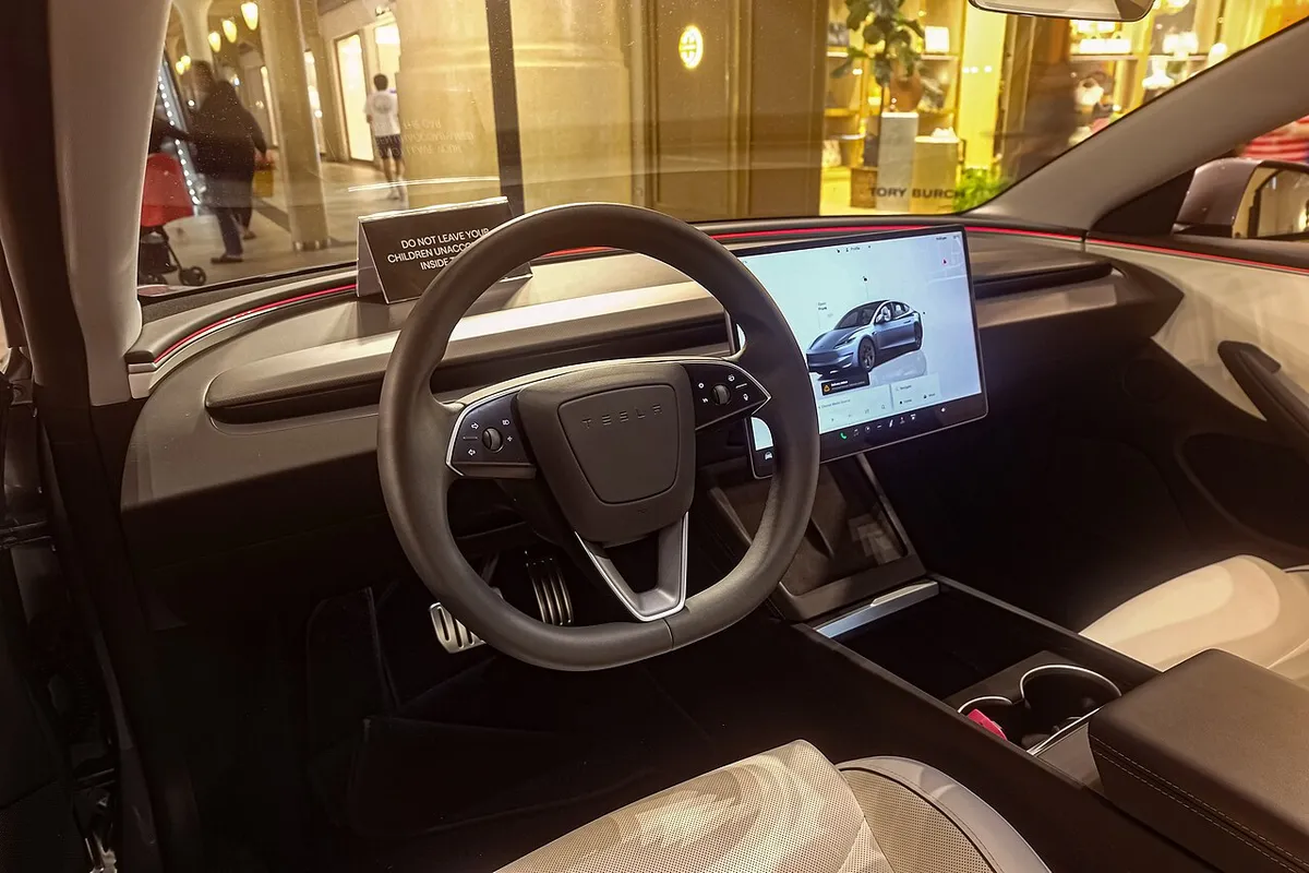 White + Black Tesla Model 3 Highland Performance interior