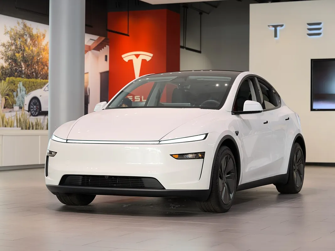 The refreshed 2025 Tesla Model Y photographed at Santana Row